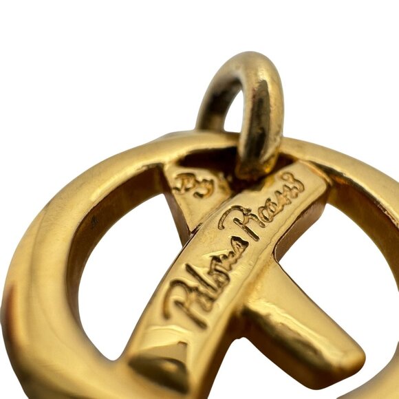 Paloma Picasso Gold Tone Keychain Pendant Charm Only 1" Without Chain Round - Picture 2 of 6